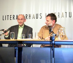 Literaturhaus Wien_Vorstellung des Literaturpreises_Georg Schober und Heimo Gruber am Podium